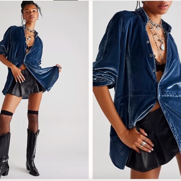 We The Free Summer Daydream Velvet Buttondown - Picture 2 of 6